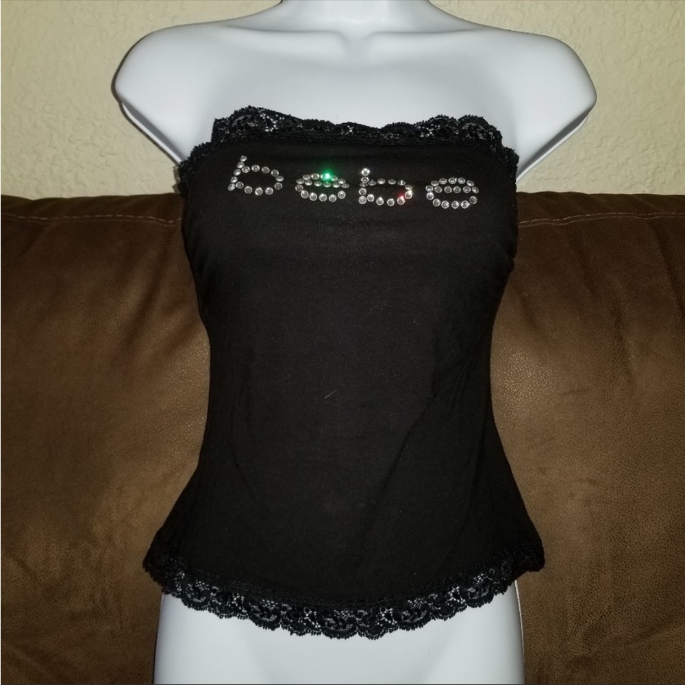 BEBE ISO lace trim tube top